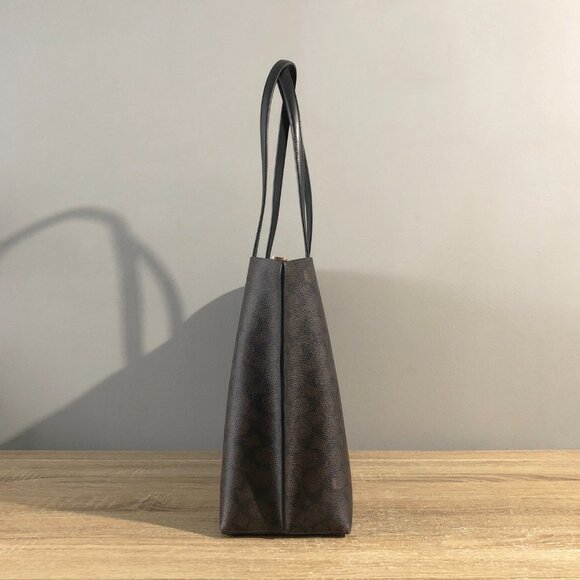 Coach Mollie Signature Coated Canvas Leather Brown/Black Shoulder Tote MSRP $428 - Picture 4 of 15